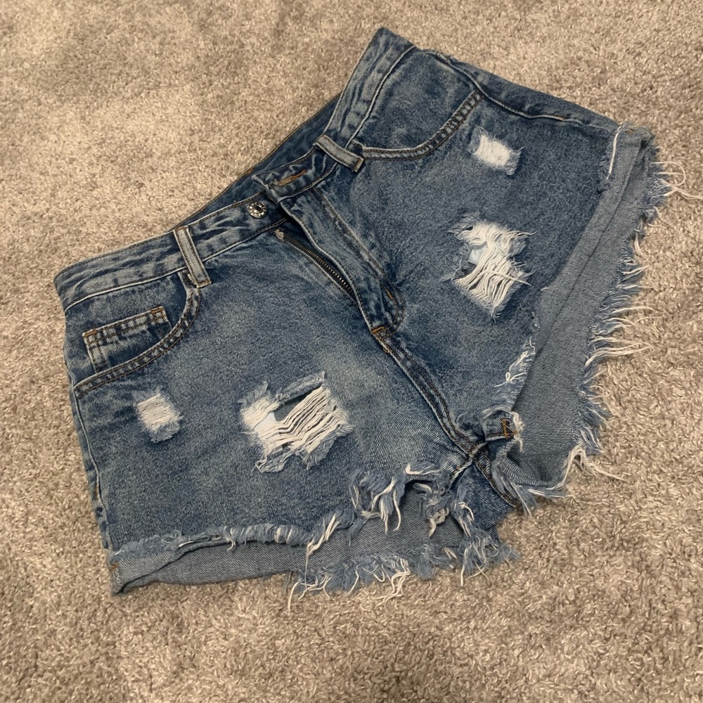 Jean shorts.